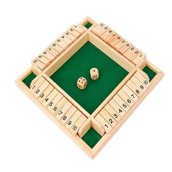 Wooden Shut The Box Dice Game | 4 Player Board Game