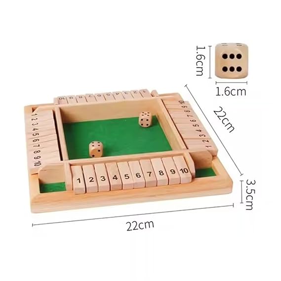 Wooden Shut The Box Dice Game | 4 Player Board Game