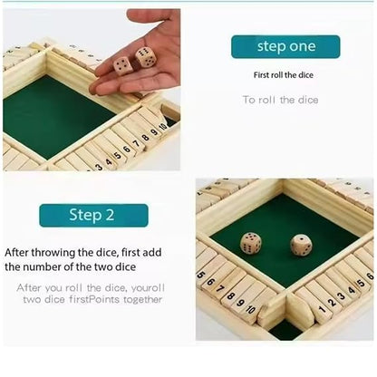 Wooden Shut The Box Dice Game | 4 Player Board Game