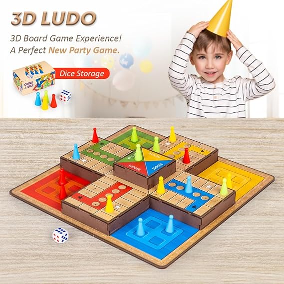3D Ludo Game Board Game Made with Wooden