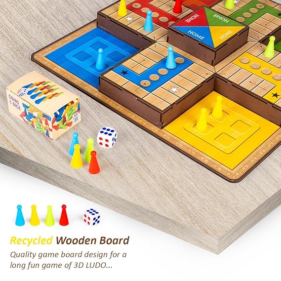 3D Ludo Game Board Game Made with Wooden